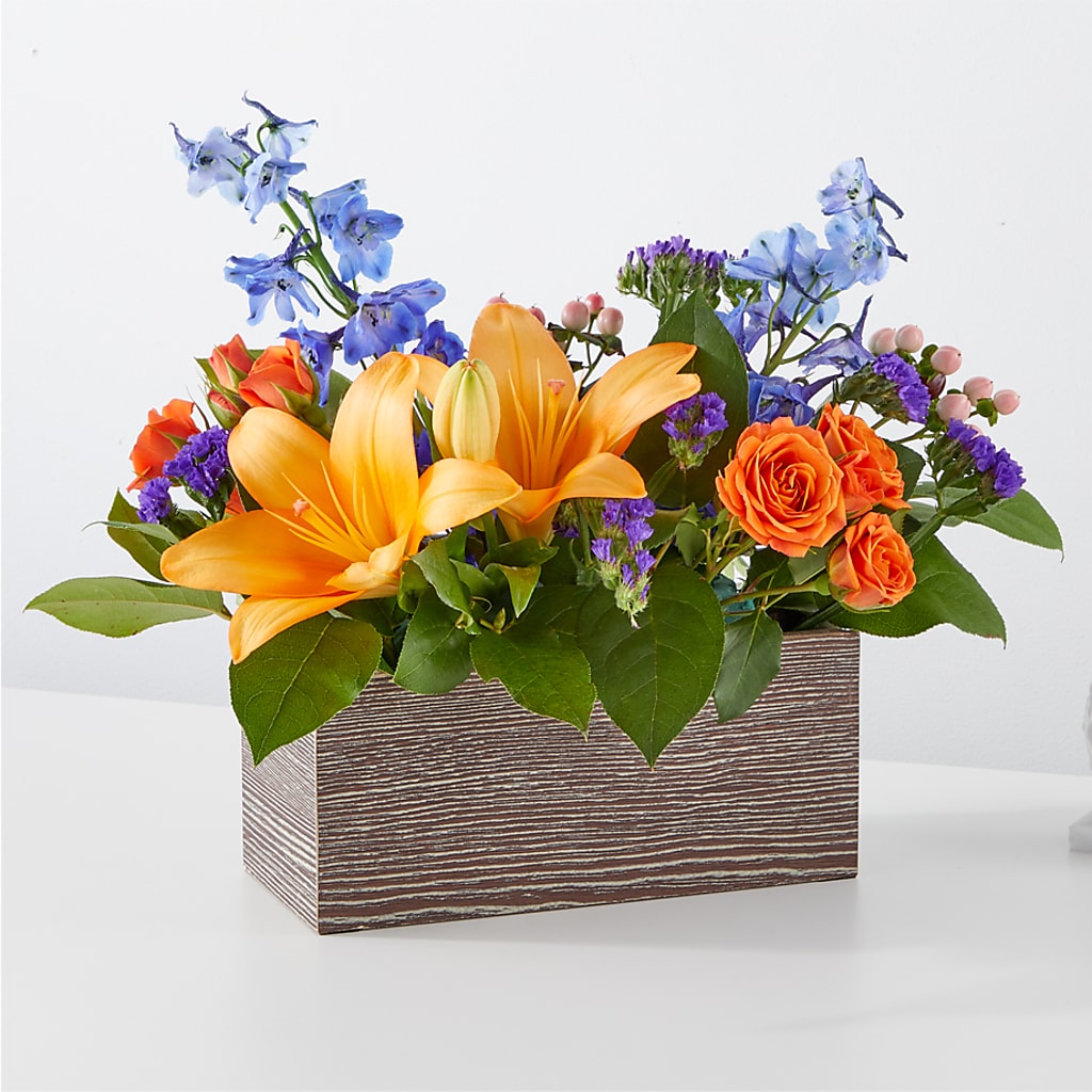 Radiant Citrus Box Bouquet – Lakeside Florist, Battle Creek MI