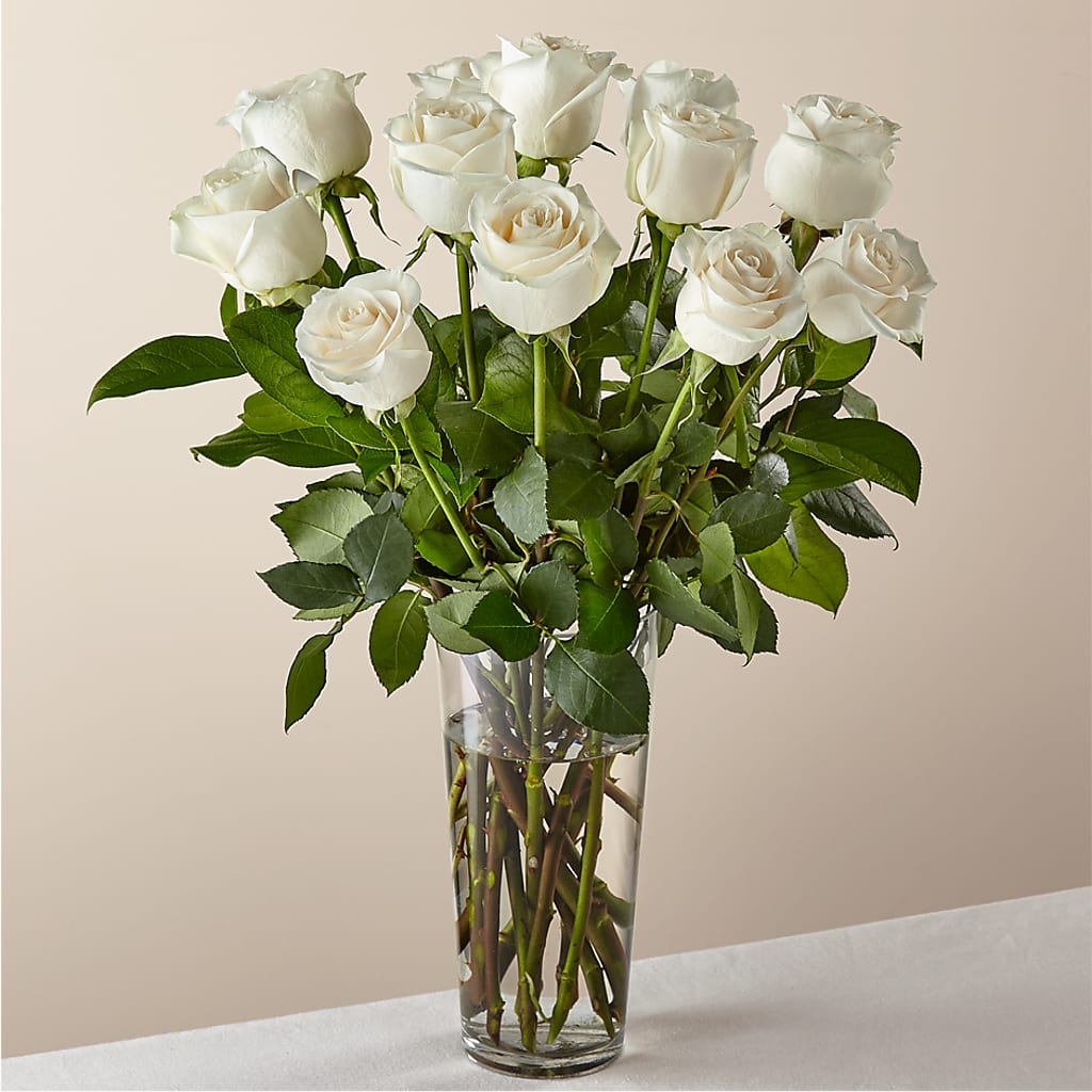 Long Stem White Rose Bouquet – Lakeside Florist, Battle Creek MI
