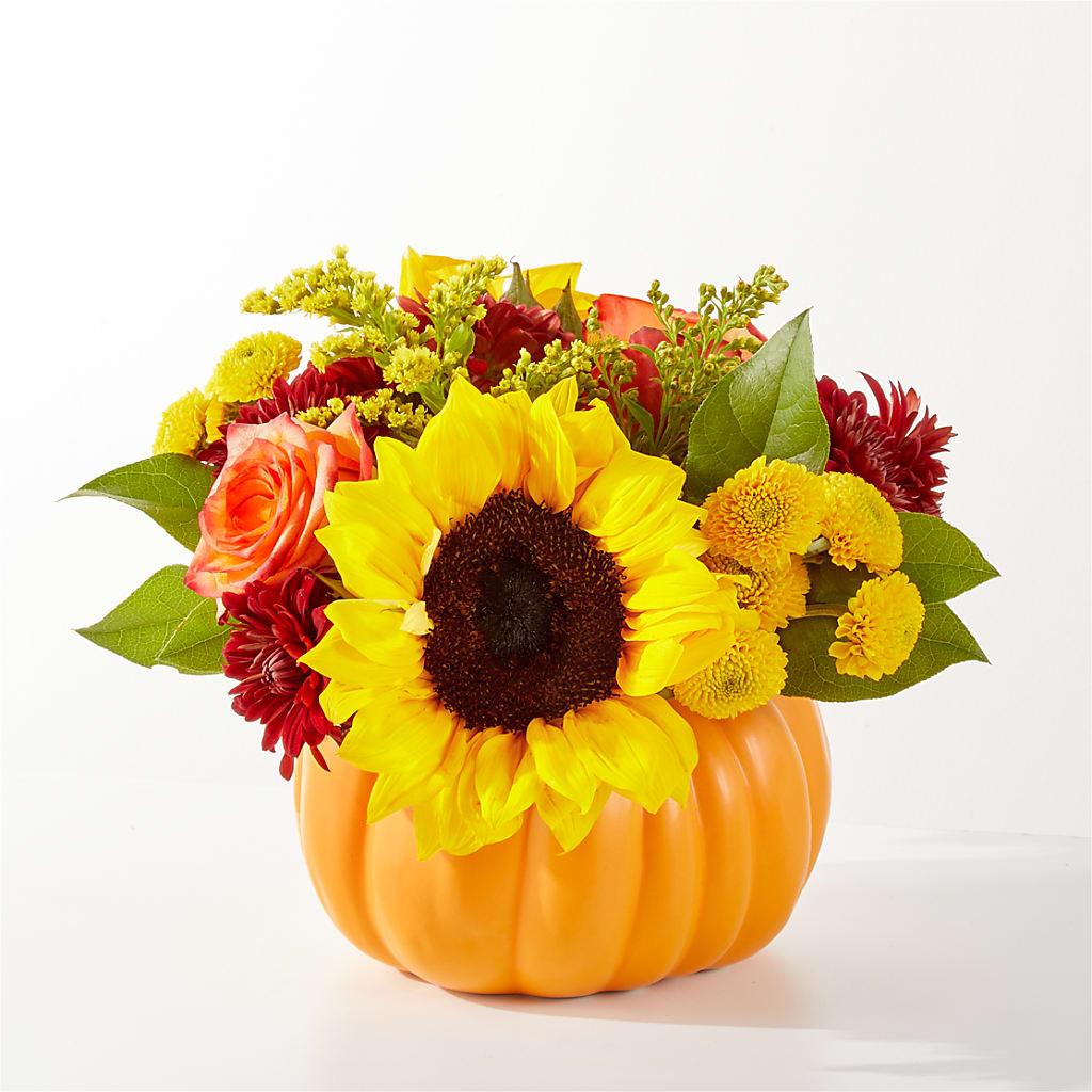 Golden Gourd Pumpkin Bouquet – Lakeside Florist, Battle Creek MI
