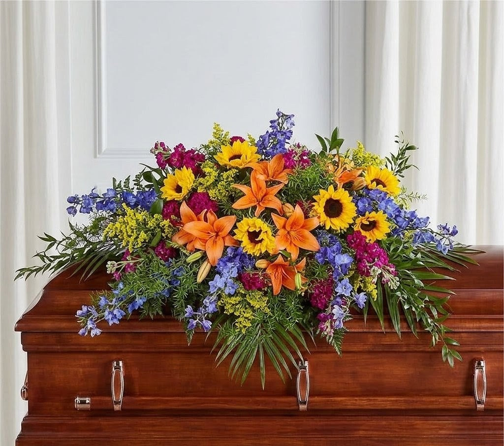 Sunlit Memories Casket Spray – Lakeside Florist, Battle Creek MI