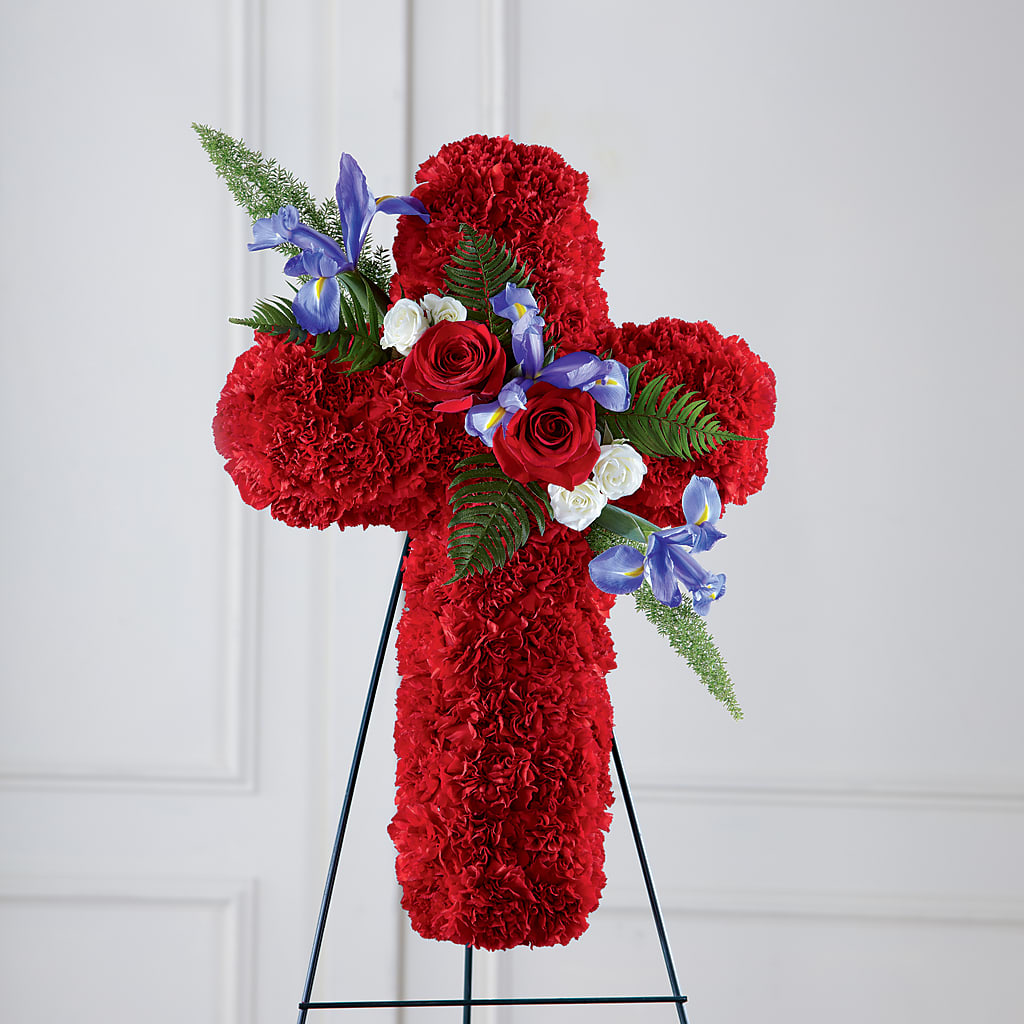 Faithful Hero Floral Cross – Lakeside Florist, Battle Creek MI