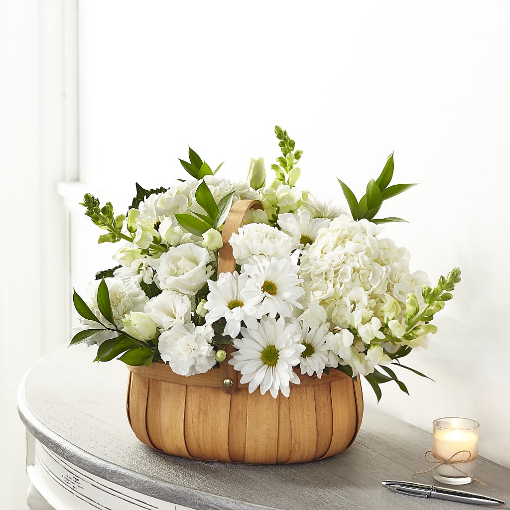 Pure Ivory Basket – Lakeside Florist, Battle Creek MI
