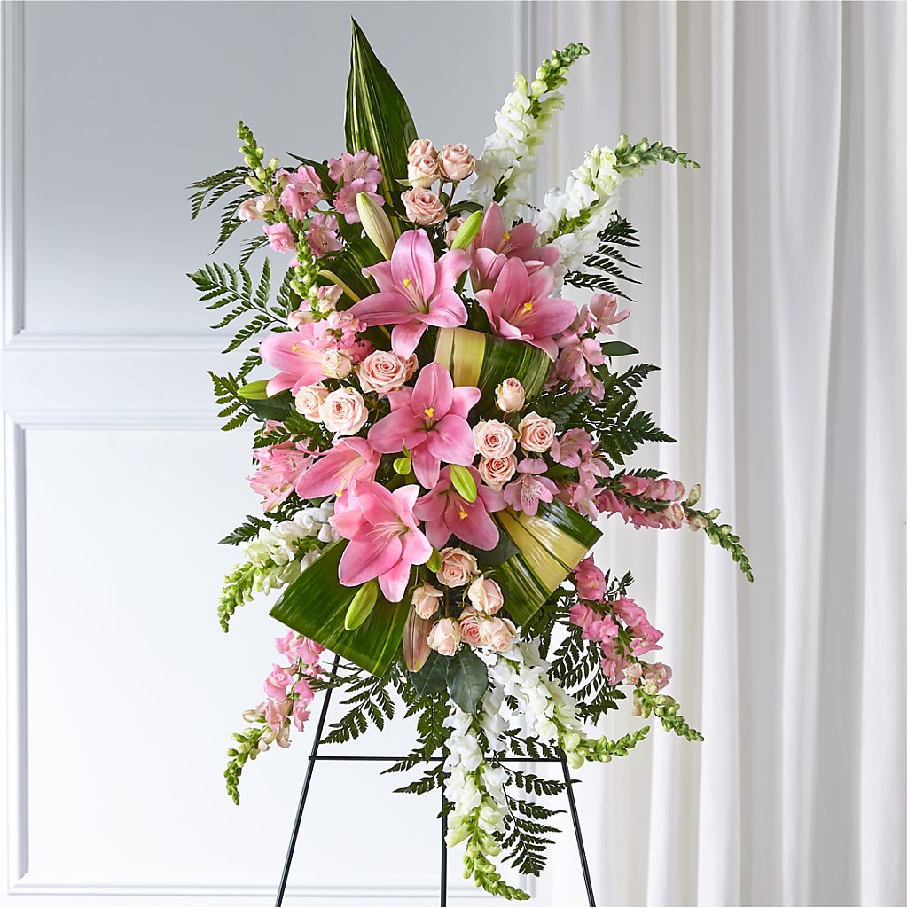 Elegant Embrace Standing Spray – Lakeside Florist, Battle Creek MI