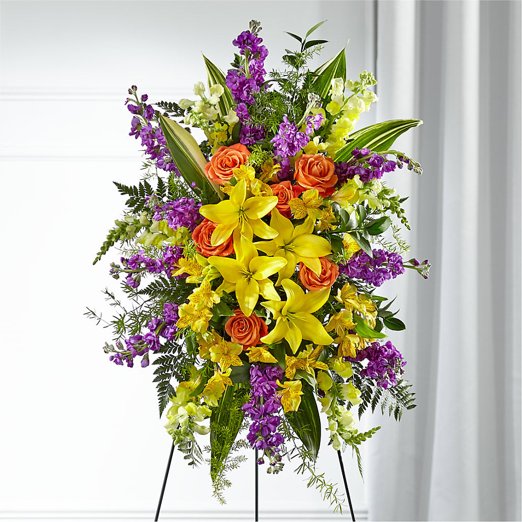 Thoughtful Prayers Standing Spray – Lakeside Florist, Battle Creek MI