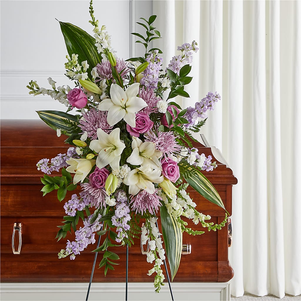 Grateful Hearts Standing Spray – Lakeside Florist, Battle Creek MI