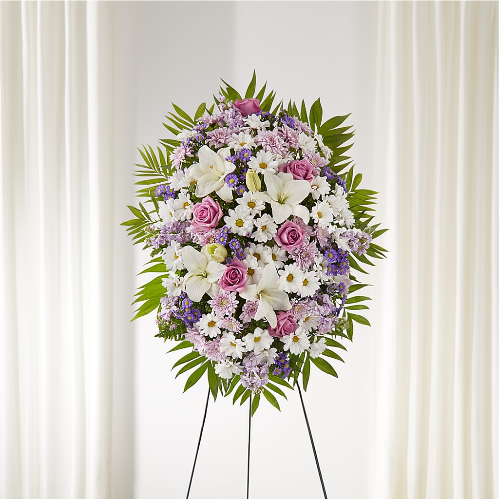 Surrounded by Love Standing Spray – Lakeside Florist, Battle Creek MI