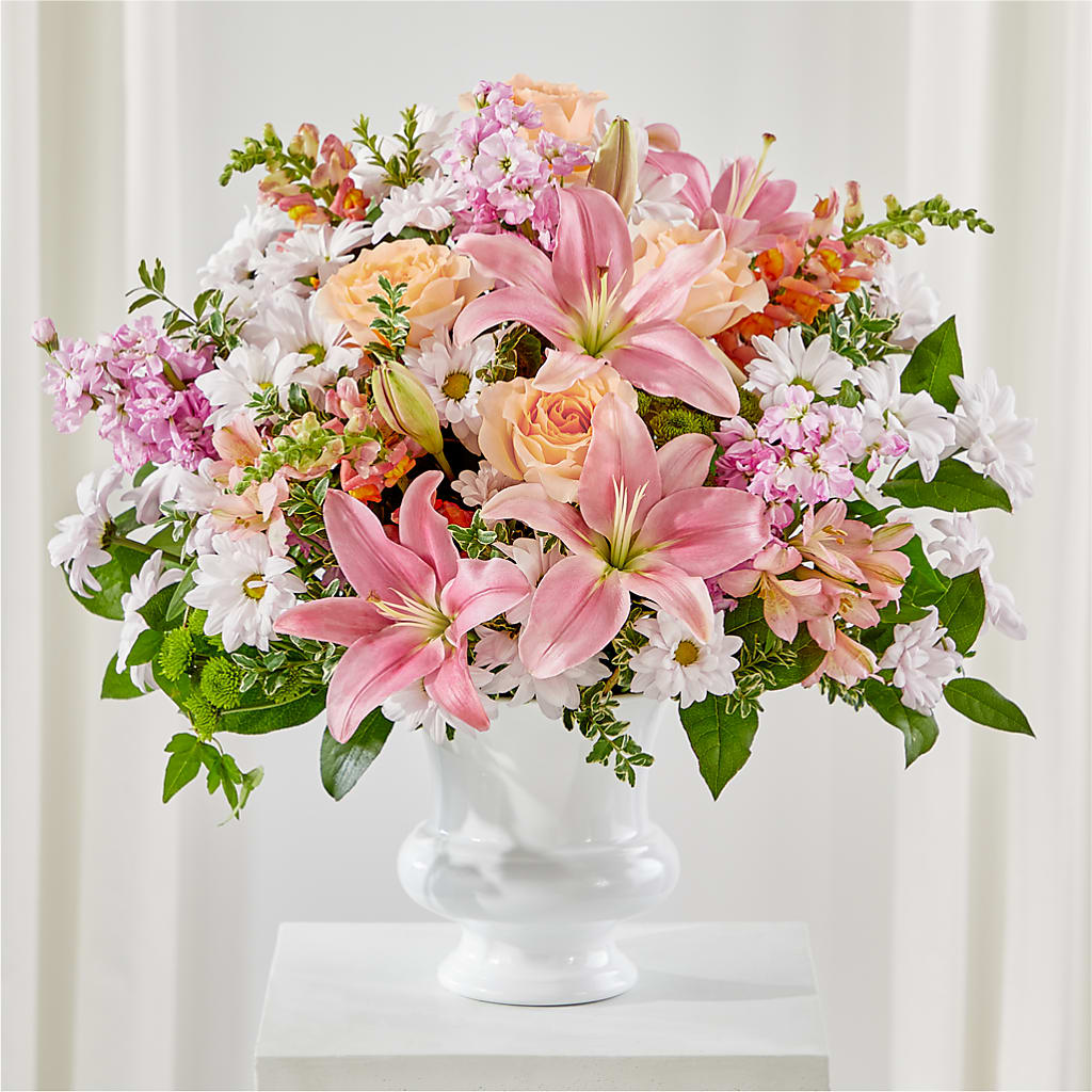 Heartfelt Gesture Urn Arrangement – Lakeside Florist, Battle Creek MI