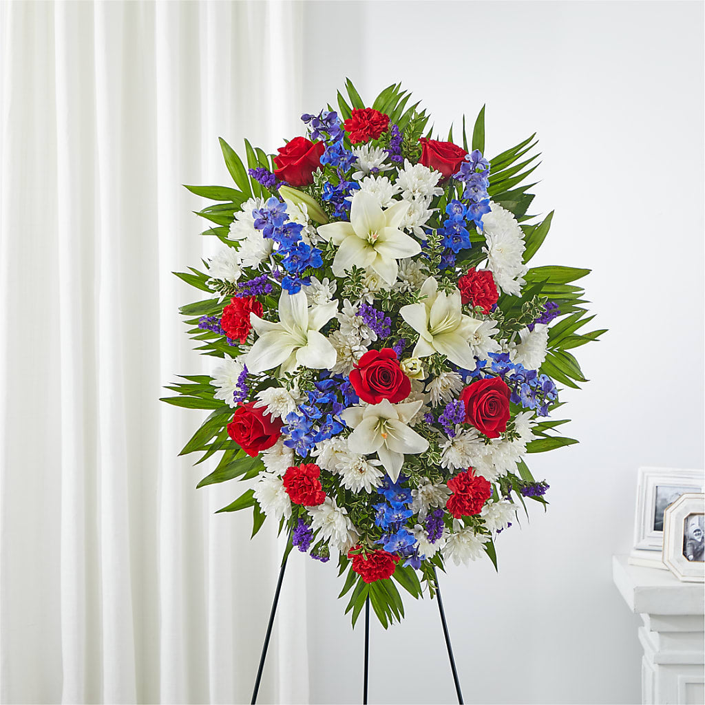 Cherished Service Standing Spray – Lakeside Florist, Battle Creek MI
