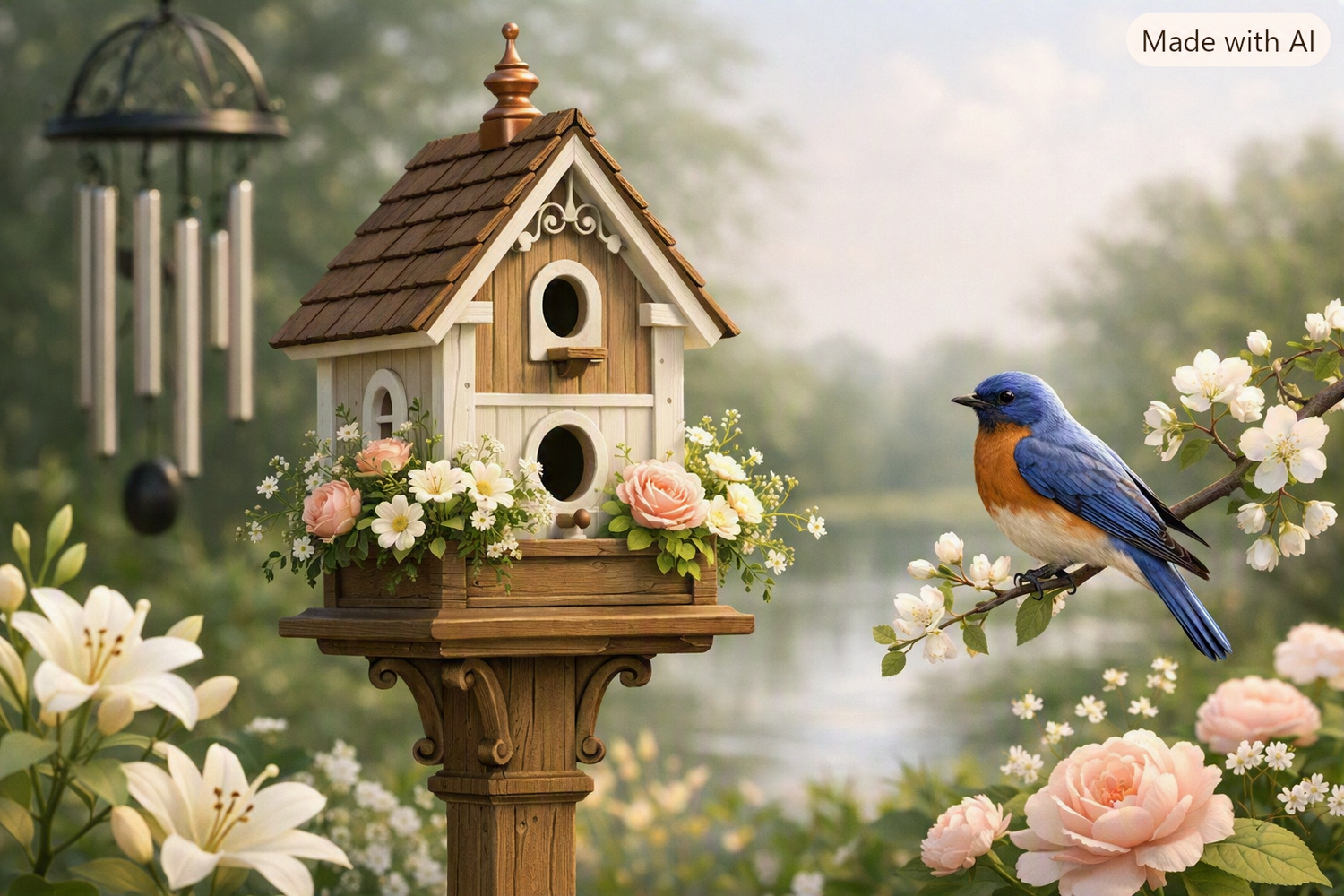 Birdhouse Planters and Windchimes