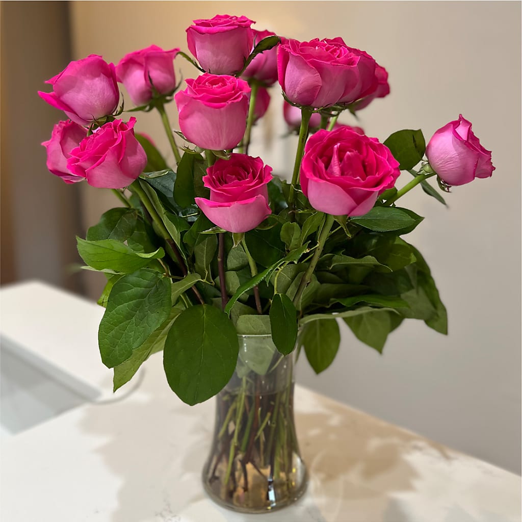 Long Stem Pink Rose Bouquet –  Lakeside Florist, Battle Creek MI