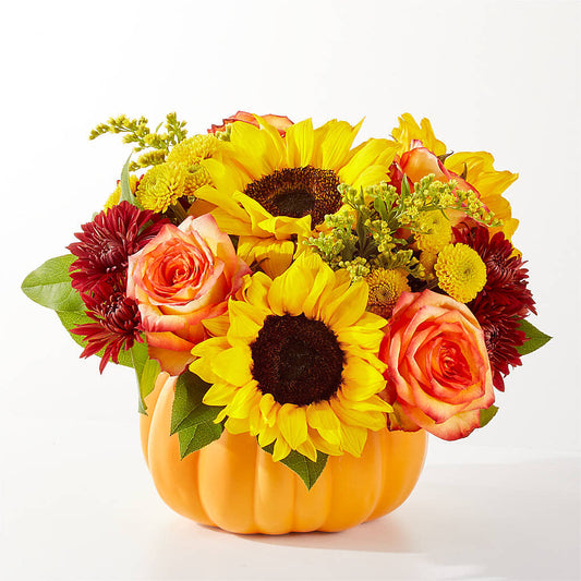 Golden Gourd Pumpkin Bouquet –  Lakeside Florist, Battle Creek MI