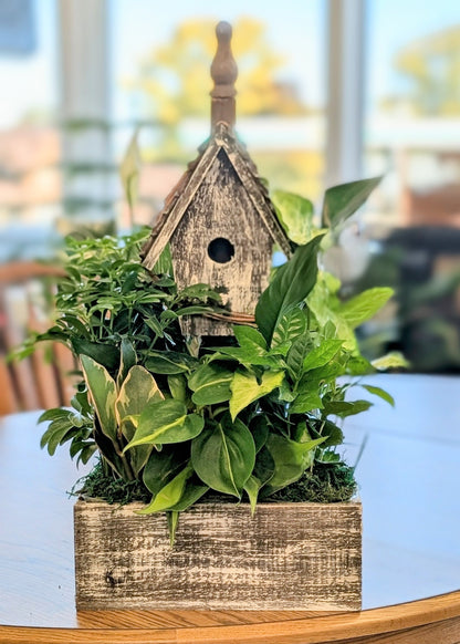 Short Grey Birdhouse –  Lakeside Florist, Battle Creek MI