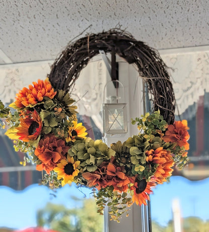 Cozy Lantern Wreath –  Lakeside Florist, Battle Creek MI