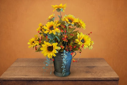 Rustic Sunflower Bucket Arrangement –  Lakeside Florist, Battle Creek MI