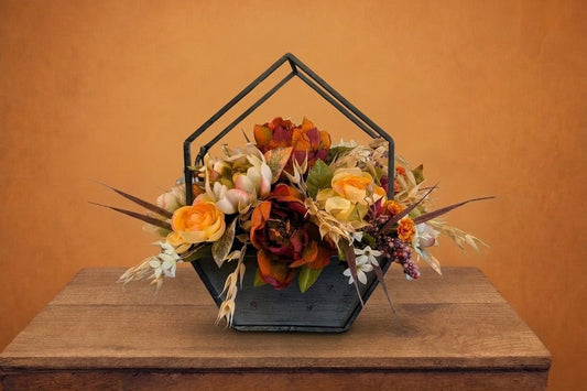 Fall Hexagon Silk Centerpiece –  Lakeside Florist, Battle Creek MI