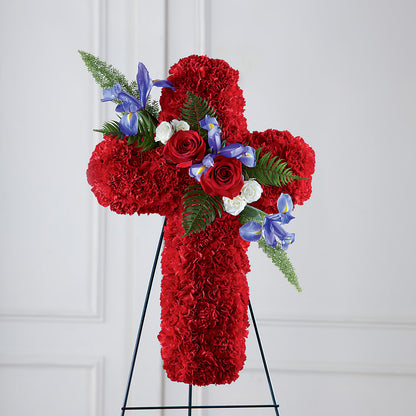 Faithful Hero Floral Cross –  Lakeside Florist, Battle Creek MI