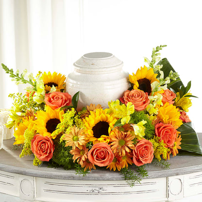Faithful Sunflower Cremation Adornment –  Lakeside Florist, Battle Creek MI