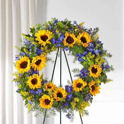 Bright Rays Wreath –  Lakeside Florist, Battle Creek MI