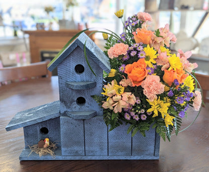 Triple Birdhouse Arrangement –  Lakeside Florist, Battle Creek MI